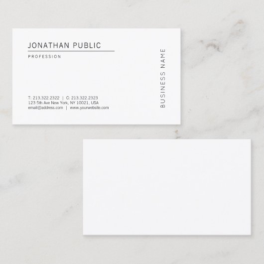 Moderne, minimale Sjabloon Professional Elegant Visitekaartje (Voorkant / Achterkant)