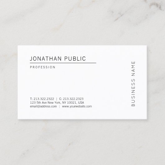 Moderne, minimale Sjabloon Professional Elegant Visitekaartje (Voorkant)