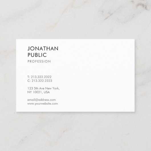 Moderne, minimale Sjabloon Professional Elegant Visitekaartje (Achterkant)