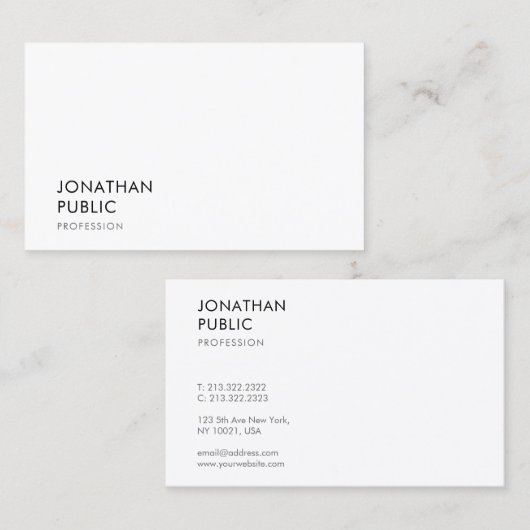 Moderne, minimale Sjabloon Professional Elegant Visitekaartje (Voorkant / Achterkant)
