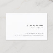 Moderne, minimale Sjabloon Professional Elegant Visitekaartje (Achterkant)