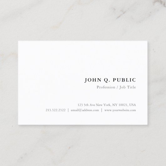 Moderne, minimale Sjabloon Professional Elegant Visitekaartje (Achterkant)