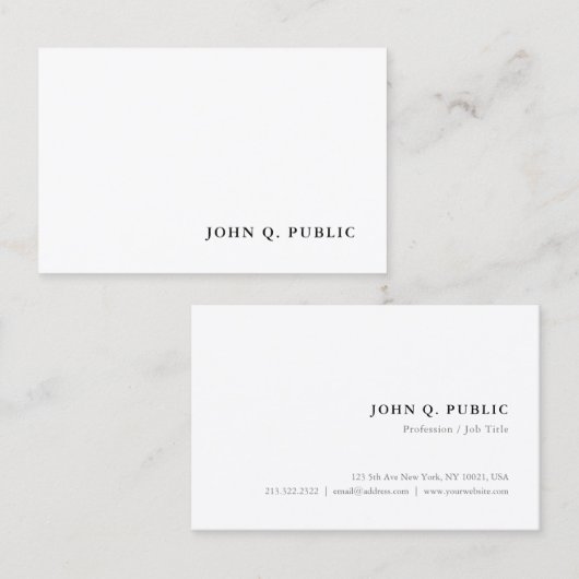 Moderne, minimale Sjabloon Professional Elegant Visitekaartje (Voorkant / Achterkant)