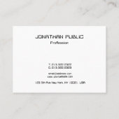 Moderne, minimale Sjabloon Professional Luxe Top Visitekaartje (Achterkant)