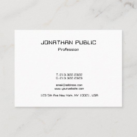 Moderne, minimale Sjabloon Professional Luxe Top Visitekaartje (Achterkant)