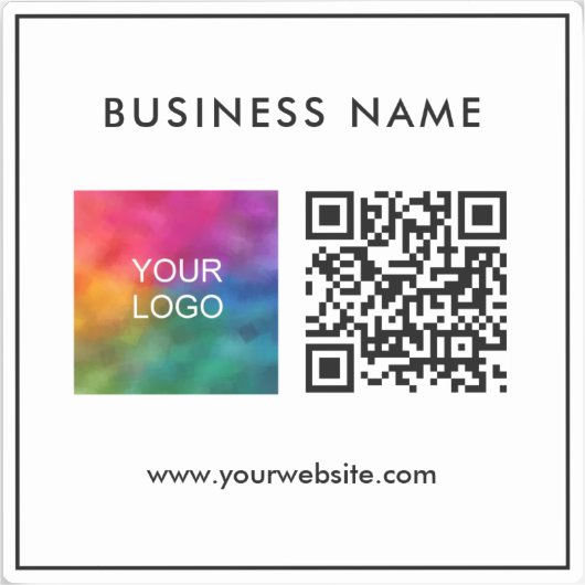 Moderne Minimale Sjabloon QR Code Tekst Zakelijke  Sticker (Voorkant)