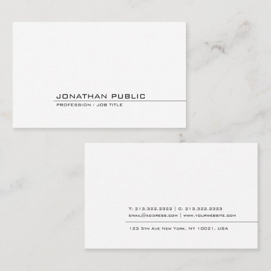Moderne, minimale Sjabloon Visitekaartje (Voorkant / Achterkant)