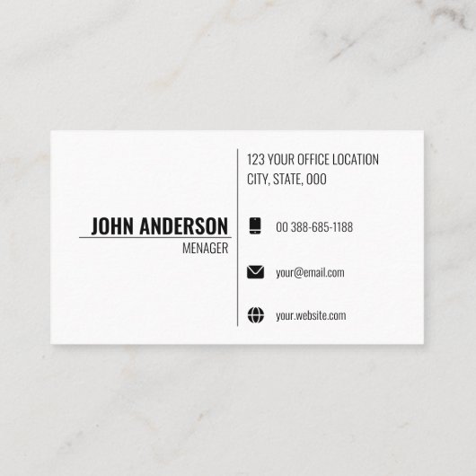 Moderne minimale Sjabloon Visitekaartjes (Achterkant)