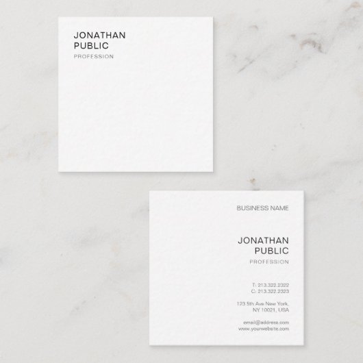 Moderne, minimale Sjabloon voor design elegant Tre Vierkante Visitekaartje (Voorkant / Achterkant)
