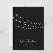 Moderne minimale snoerlichten foto save the date (Voorkant)