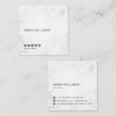 Moderne, minimale sociale media, marmer Dark Gray Vierkante Visitekaartje (Voorkant / Achterkant)