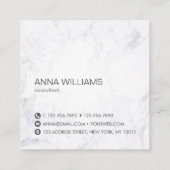 Moderne, minimale sociale media, marmer Dark Gray Vierkante Visitekaartje (Achterkant)