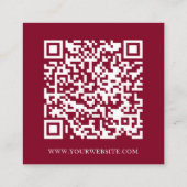 Moderne minimale sociale media QR-code Bourgogne Vierkante Visitekaartje (Achterkant)