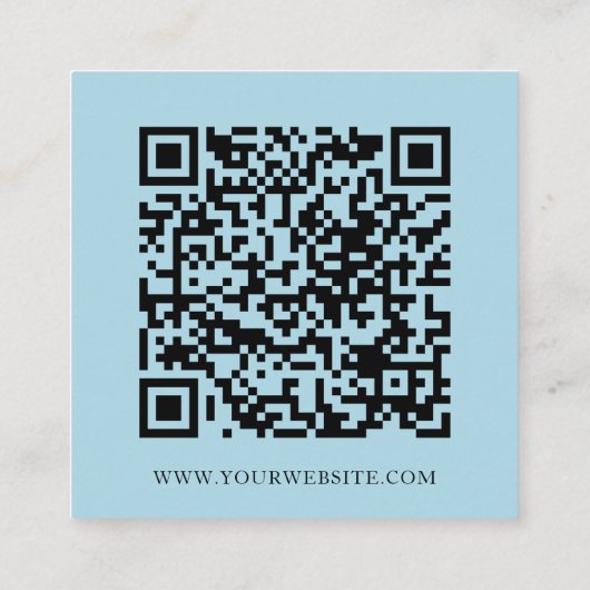 Moderne Minimale Sociale Media QR Code Lichtblauw Vierkante Visitekaartje (Achterkant)