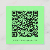 Moderne Minimale Sociale Media QR Code Lime Groen Vierkante Visitekaartje (Achterkant)