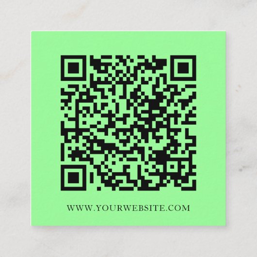 Moderne Minimale Sociale Media QR Code Lime Groen Vierkante Visitekaartje (Achterkant)