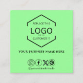 Moderne Minimale Sociale Media QR Code Lime Groen Vierkante Visitekaartje (Voorkant)