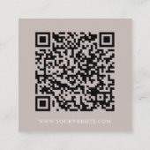 Moderne minimale sociale media QR-code taupe Vierkante Visitekaartje (Achterkant)