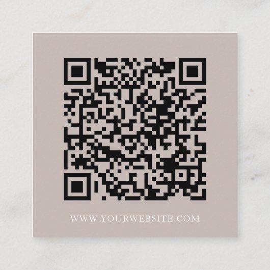 Moderne minimale sociale media QR-code taupe Vierkante Visitekaartje (Achterkant)