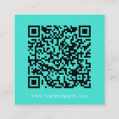 Moderne minimale sociale media QR-code turquoise Vierkante Visitekaartje (Achterkant)