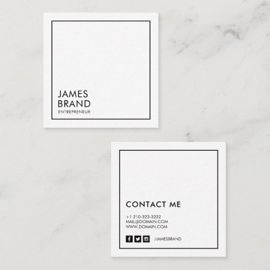 Moderne, minimale sociale media vierkante visitekaartje (Voorkant / Achterkant)