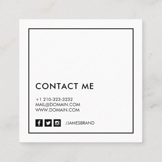Moderne, minimale sociale media vierkante visitekaartje (Achterkant)