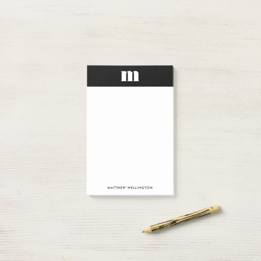 Moderne minimale Solid Black, aangepast zwart mono Post-it® Notes (Op bureau)
