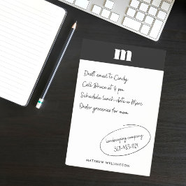 Moderne minimale Solid Black, aangepast zwart mono Post-it® Notes