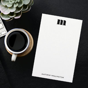 Moderne minimale Solid Black Monogram Briefpapier