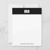 Moderne minimale Solid Black Monogram verticaal Notitiekaartje (Voorkant)