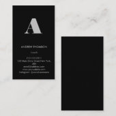 Moderne minimale Solid Black Monogram verticaal Visitekaartje (Voorkant / Achterkant)