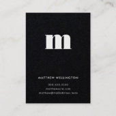 Moderne minimale Solid Black Monogram verticaal Visitekaartje (Voorkant)