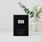 Moderne minimale Solid Black Monogram verticaal Visitekaartje (Staand voorkant)