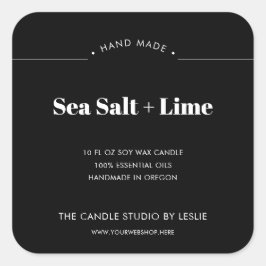 Moderne minimale Solid Black Verpakkingskaars Vierkante Sticker