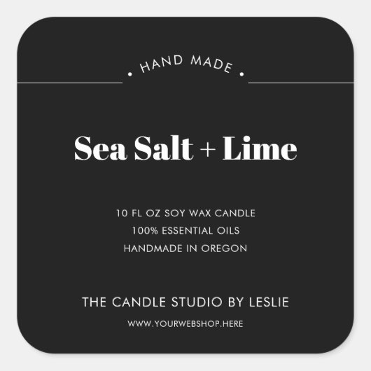 Moderne minimale Solid Black Verpakkingskaars Vierkante Sticker (Voorkant)