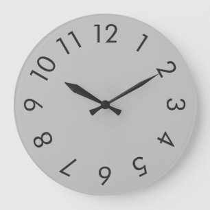 Moderne, minimale Solid Grey Large Clock Grote Klok