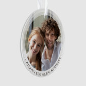 Moderne Minimale Stijl Dubbelzijdig Twee Foto Cust Ornament (voorkant)