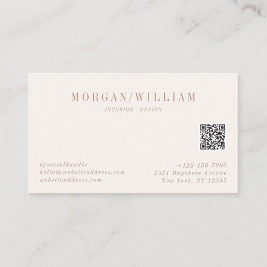 Moderne minimale stijlvolle aangepaste foto & QR-c Visitekaartje (Achterkant)