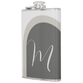 Moderne minimale stijlvolle boog met monogram heupfles (Links)