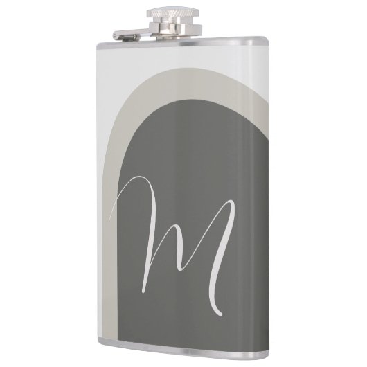 Moderne minimale stijlvolle boog met monogram heupfles (Links)