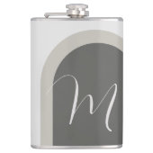 Moderne minimale stijlvolle boog met monogram heupfles (Voorkant)