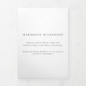 Moderne minimale stijlvolle foto college afstudere drieluik uitnodiging (Cover)