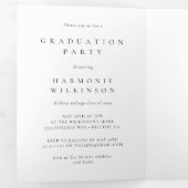 Moderne minimale stijlvolle foto college afstudere drieluik uitnodiging (Binnenzijde eerst)