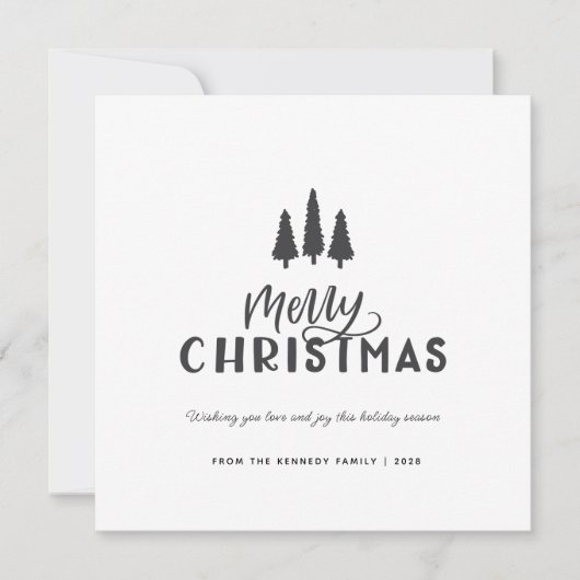 Moderne, minimale, stijlvolle kerstkerst feestdagenkaart (Voorkant)