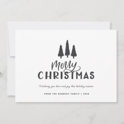 Moderne, minimale, stijlvolle kerstkerst feestdagenkaart (Voorkant)