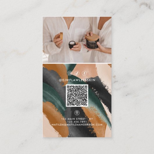 Moderne minimale stijlvolle multi foto QR CODE Bus Visitekaartje (Achterkant)