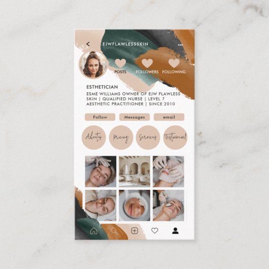 Moderne minimale stijlvolle multi foto QR CODE Bus Visitekaartje (Voorkant)