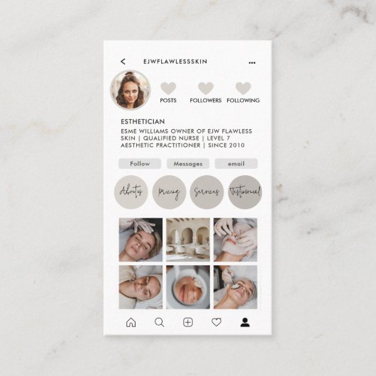 Moderne minimale stijlvolle multi foto QR CODE Visitekaartje (Voorkant)