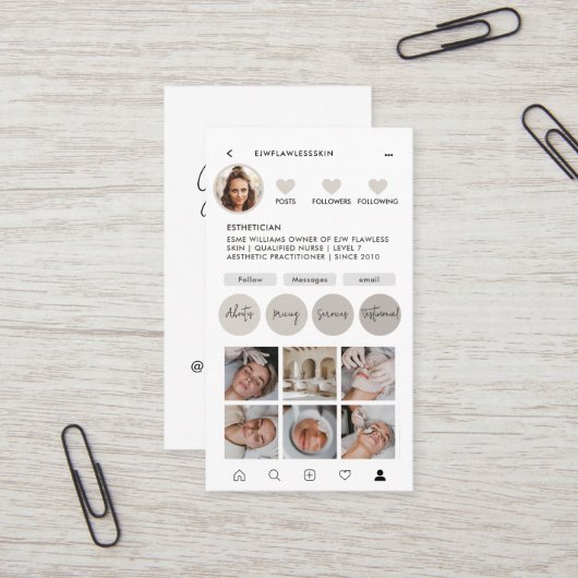 Moderne minimale stijlvolle multi foto QR CODE Visitekaartje (Voorkant / Achterkant in situ)