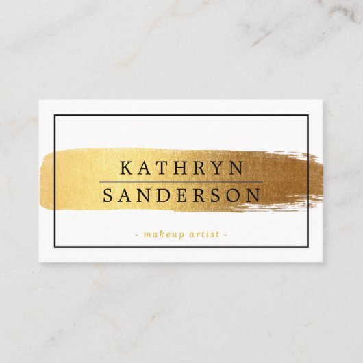 MODERNE MINIMALE stijlvolle rand gouden penseelstr Visitekaartje (Voorkant)